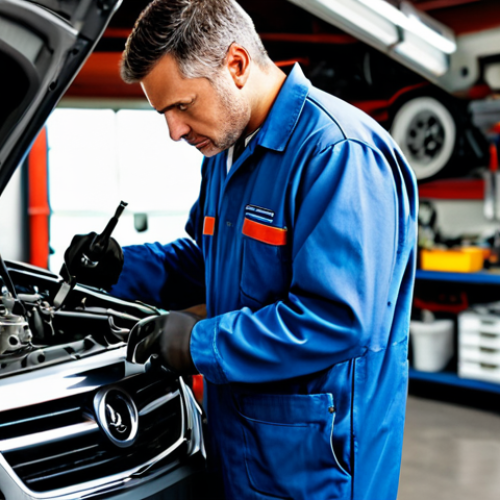 **

"A professional mechanic in a fully clothed, modest work uniform, inspecting an engine in a well-lit auto repair shop.  Tools are neatly organized in the background.  Safe for work, appropriate content, perfect anatomy, correct proportions, professional setting, family-friendly, high quality image."

**