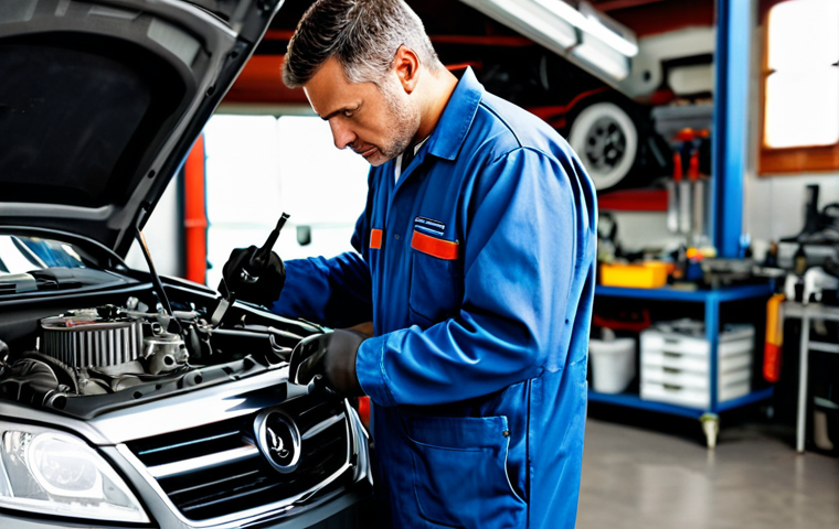 **
"A professional mechanic in a fully clothed, modest work uniform, inspecting an engine in a well-lit auto repair shop. Tools are neatly organized in the background. Safe for work, appropriate content, perfect anatomy, correct proportions, professional setting, family-friendly, high quality image."
**