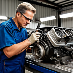 Safe Repair Environment**

"A clean and organized auto repair shop, mechanic fully clothed in appropriate work attire inspecting an engine, safety glasses on, good lighting, tools neatly arranged, safe for work, appropriate content, professional, perfect anatomy, correct proportions, family-friendly, modest."

**